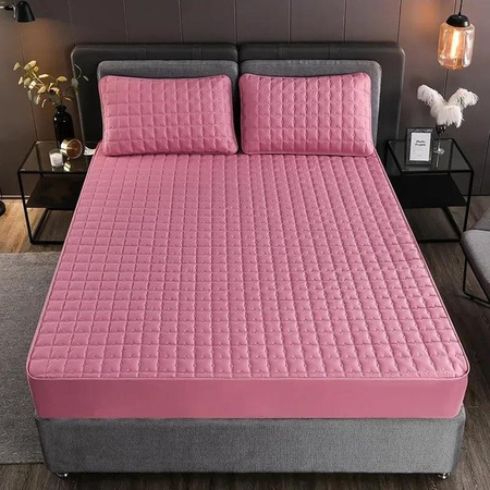 Parakoma Gestepptes Spannbettlaken aus Baumwolle in Pink, Waschbarer Matratzenschoner mit Gummiband, B/T: 90 x 200 cm