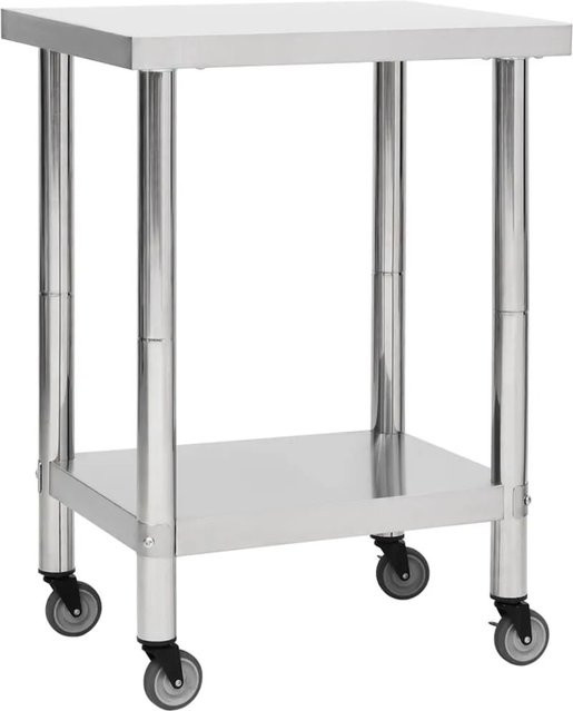 DELUKE Edelstahl Arbeitstisch BEWO mit Rollen, Silber, B/T/H: 60 x 45 x 85 cm - Bild 1