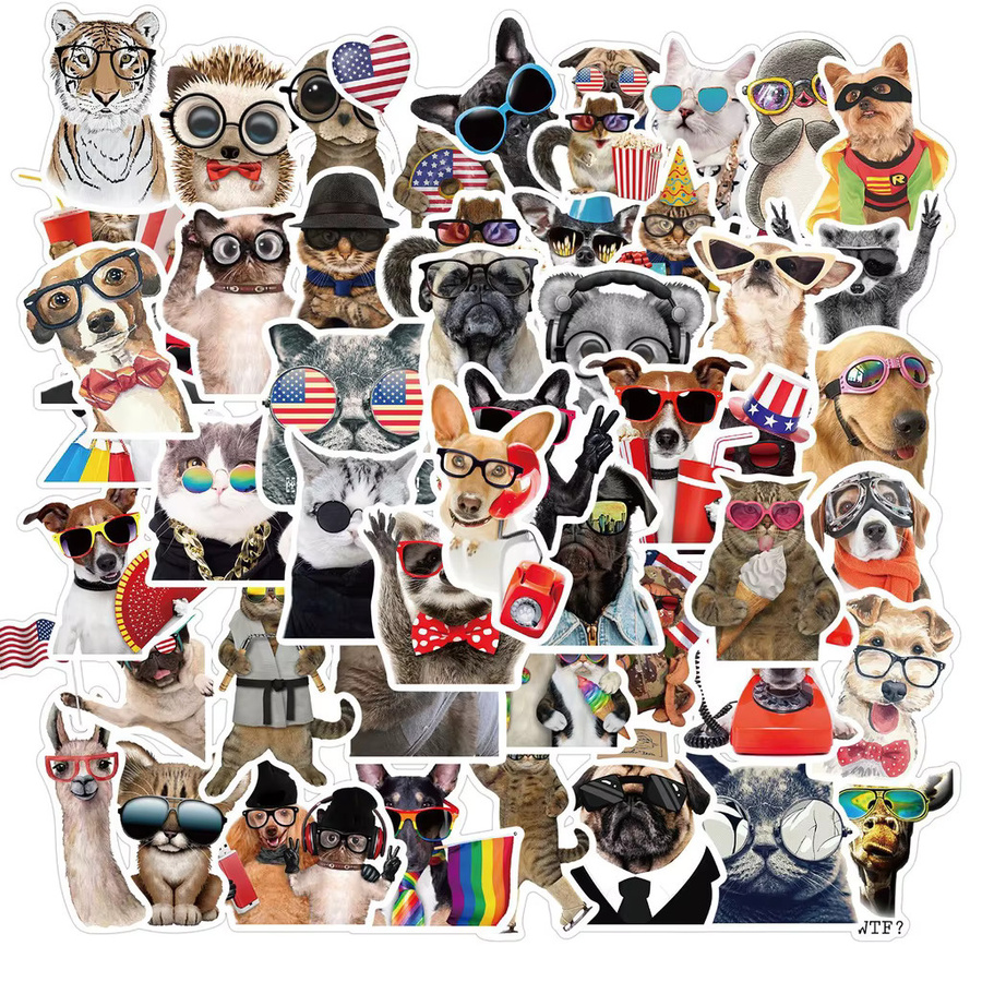 50 Stück Lustige Meme Aufkleber mit Katzen und Hunden in Multicolour für Laptop, Telefon und Gepäck von BulingBulingStickers Shop - Bild 4