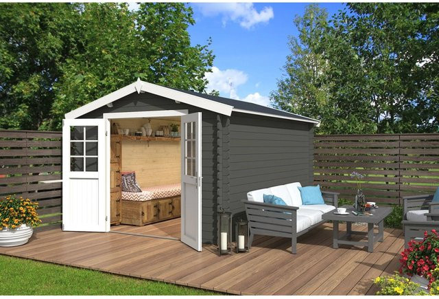 Lasita Gartenhaus Norah Maja in Grüngrau, B/T/H: 307,2 x 400 x 233,7 cm - Bild 1