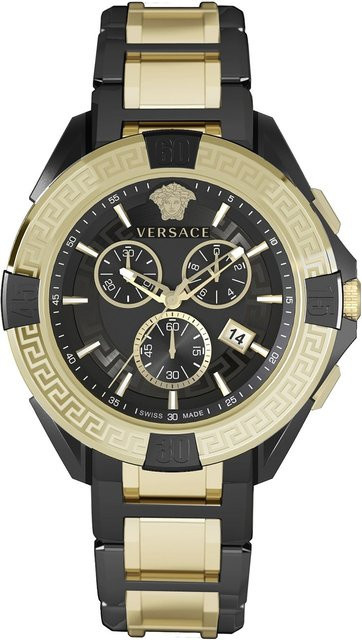 Versace Chronograph, Herrenuhr, Edelstahl, Quarz, 46 mm, Schwarz, 5 ATM - Bild 1