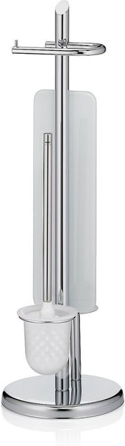 Kela Toilettengarnitur Ken mit Ersatzrollenhalter aus Metall in Silber, Ø: 22 cm, Höhe: 73 cm - Bild 1