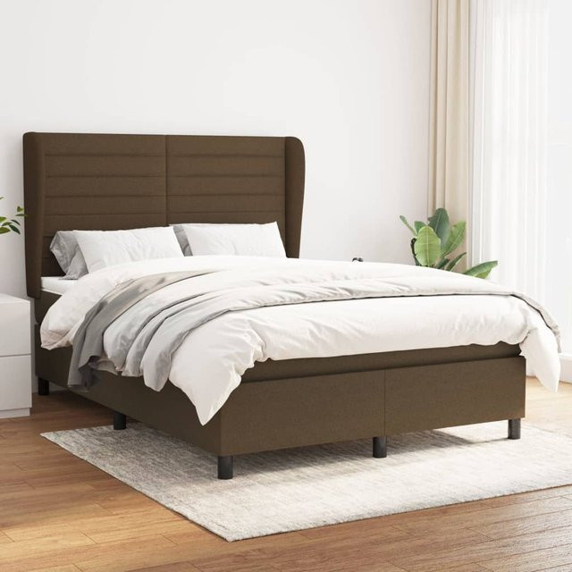 vidaXL Boxspringbett Hybrid mit Matratze und Kopfteil, Braun, B/T/H: 140 x 200 cm - Bild 2