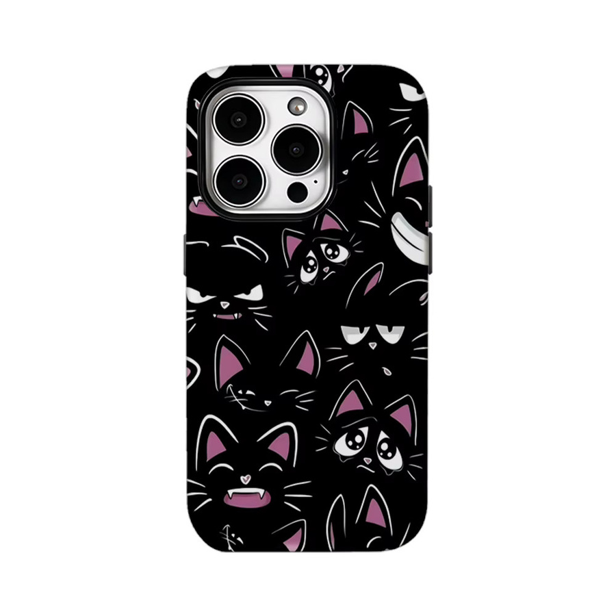 Potdemiel Handyhülle Midnight Cat Grin für iPhone 17 16 15 14 13 Pro Max Plus, Schwarz, Doppelschichtige Rückseite - Bild 6
