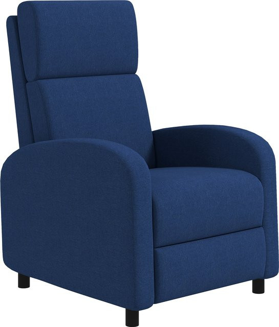 HOMCOM Relaxsessel mit integrierter Fußstütze und manuell einstellbarer Rückenlehne bis 160 Grad, Blau - Bild 1