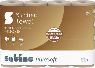 Satino by WEPA Küchenrollen PureSoft, 2-lagig, beige, 4 x 64 Blatt, 100 % Recycling-Karton - Bild 1