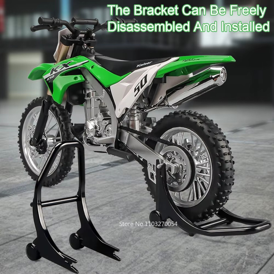 MAKEDA Kawasaki KX450 Ninja 400 Motorrad Modell, 1:12, Metall, Grün - Bild 3