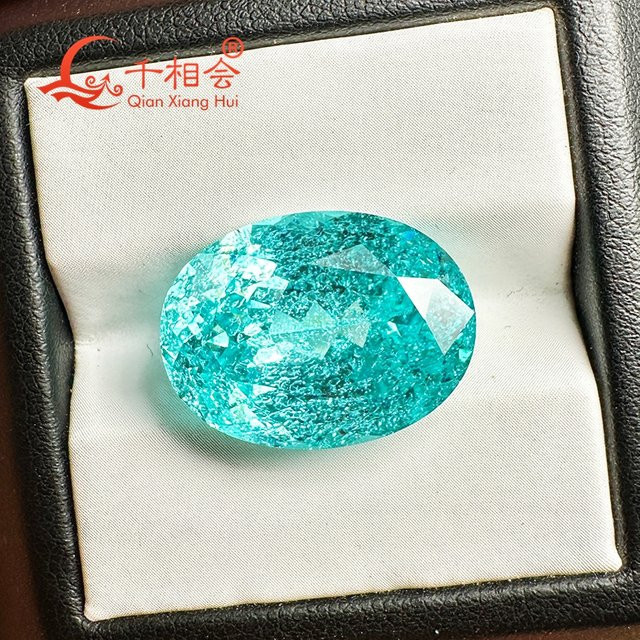 Paraiba-Turmalin, Neonblau, oval geschliffen, 20-30 Karat, loser Edelstein - Bild 1