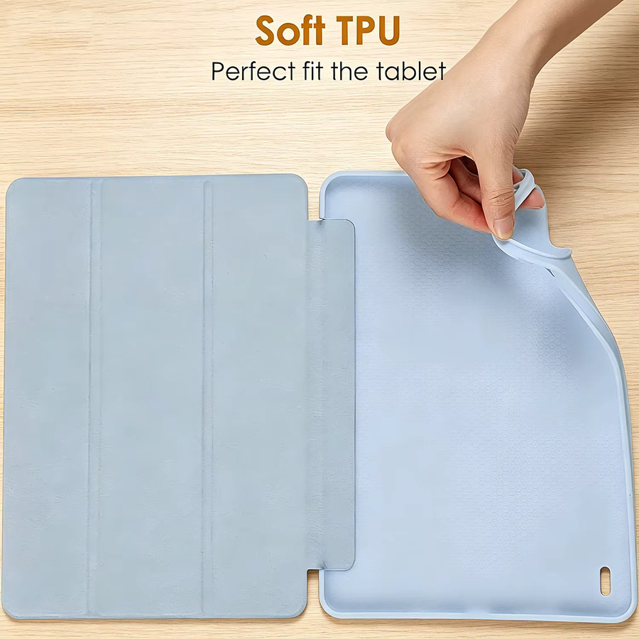 Tzion Smart Cover Tablet-Hülle mit dreifach faltbarem Ständer für Xiaomi Pad 7/7 Pro und Xiaomi Pad 8/8 Pro (11,2 Zoll, 2024/2025) in Grau oder Blau - Bild 2