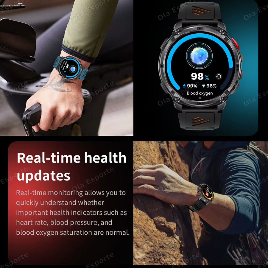 Ola Esporte Smartwatch, Herren, Blau, 1,7 Zoll, GPS, 5 ATM, Silikon - Bild 4