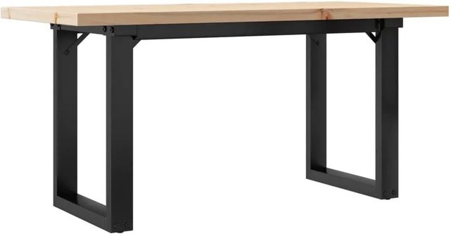 vidaXL Couchtisch mit O-Gestell aus Massivholz Kiefer und Stahl in rustikalem Design, B/T/H: 90 x 40 x 45,5 cm - Bild 1