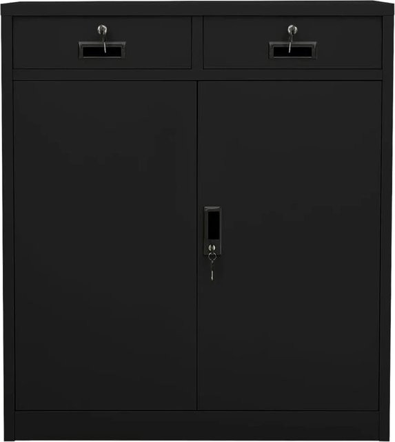 vidaXL Büroschrank aus Stahl in Schwarz mit Türen und Schubladen, B/T/H: 90 x 40 x 102 cm - Bild 1