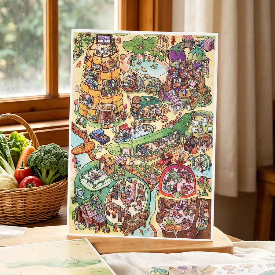 TIANZI Cartoon Landschaftsaufkleber DIY Hütten-Szenen zum Stapeln und Kleben in Multicolour - Bild 2