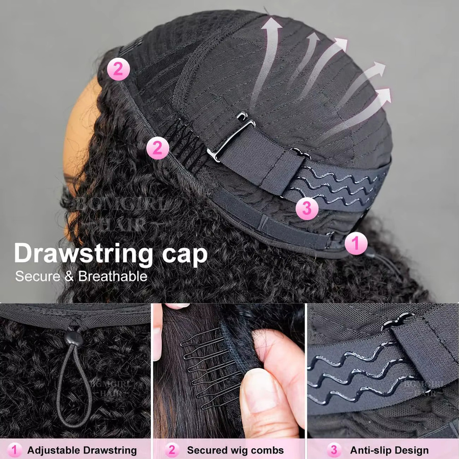 UVEOUS 3-in-1 Halbperücke, Jerry Curl, Echthaar, 30 Zoll, 200 Dichte - Bild 7