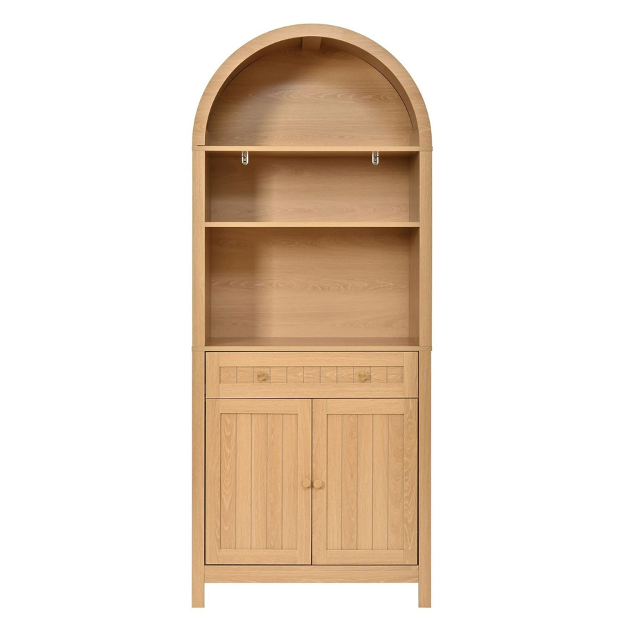 Merax Hochschrank mit Bogenfront in Braun für Küche und Wohnzimmer, H x B x T: 180 x 40 x 76 cm - Bild 2