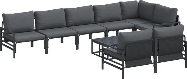 vidaXL Garten-Sofa-Set 9-teilig aus Stahl in Anthrazit - Bild 1