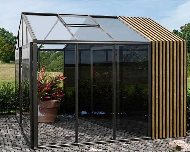 Bloomcabin Gewächshaus Klassik mit integriertem Stauraum und Accoya-Fusion in Anthrazit Schwarz mit Sicherheitsglas und Belüftungssystem B: 235 cm, T: 235 cm, H: 235 cm - Bild 1