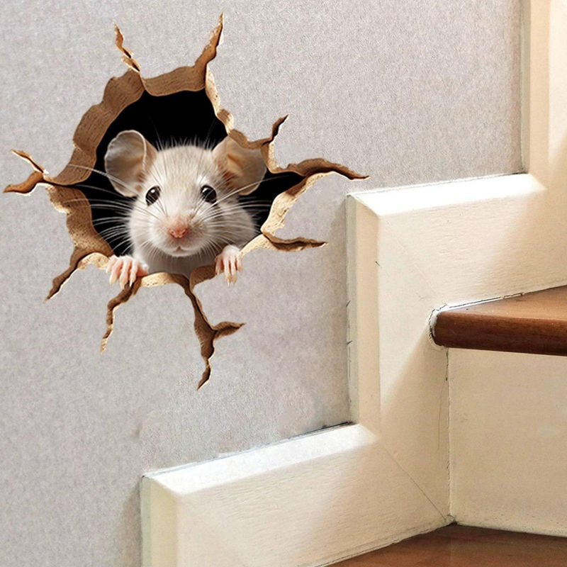 Realistischer Wandaufkleber Kleine Mäuse für ein lustiges Mauseloch Design aus PVC - Bild 6