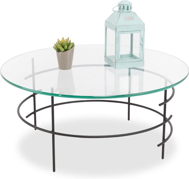 Couchtisch 8510 HASSE in Schwarz mit Klarglas, rund, Durchmesser: 36 cm, Höhe: 36 cm - Bild 1