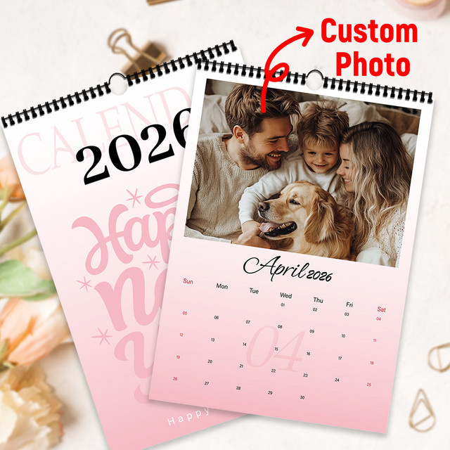 Personalisierter Wandkalender 2026 von tlenpo mit 6 Fotos, weißer Monatskalender für individuelle Geschenke - Bild 1