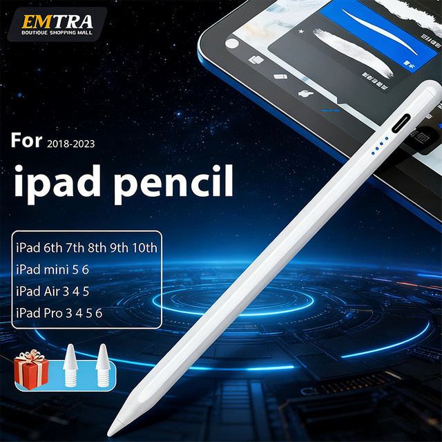 EMTRA Apple Pencil Stylus für iPad Air, Pro, Mini und iPad Generationen in Weiß - Bild 1