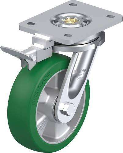 Blickle Lenkrolle LO-ALST 160K-RI4 mit Feststeller in Grün und Silber, Rad-Durchmesser: 16 cm, Tragfähigkeit: 580 kg - Bild 1