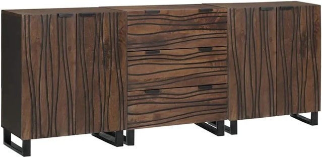 vidaXL Badezimmermöbel Set aus massivem Mango-Holz in Braun, 3-teilig - Bild 1