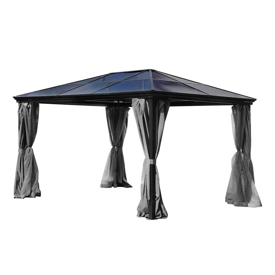 Jet-Line Gartenpavillon Taneo aus Aluminium mit festem Polycarbonat-Dach und Moskitonetz, Anthrazit, B: 400 cm, T: 300 cm, H: 250 cm - Bild 2