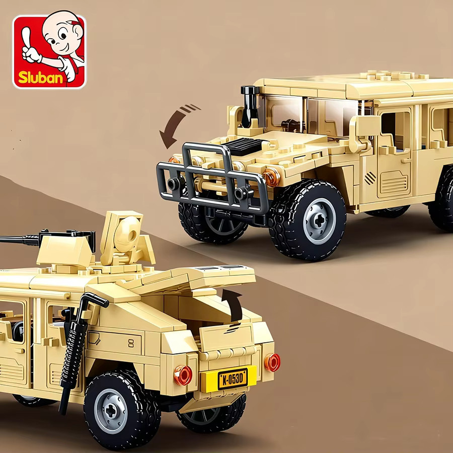 Monkey Man Militär Serie H1 Fahrzeug Tank Bausteine Set mit 265 Teilen in Grau und Beige - Bild 5