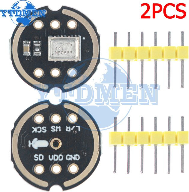 2er-Set INMP441 MEMS Mikrofon-Module mit I2S-Schnittstelle, omnidirektional und hochpräzise, schwarz, kompatibel mit ESP32 - Bild 1