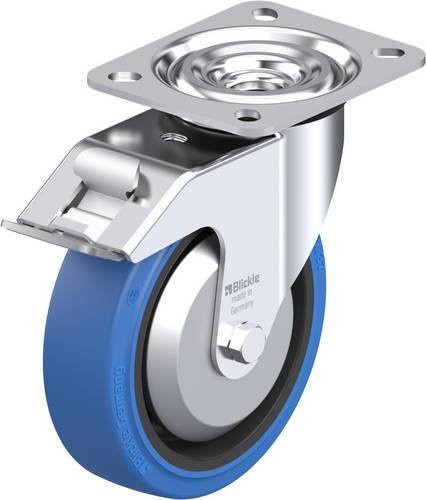 Blickle Lenkrolle L-POEV 125KAD-FI-SB-FA mit Feststeller, Rad-Durchmesser: 125 mm, Tragfähigkeit: 250 kg, blau/schwarz - Bild 1