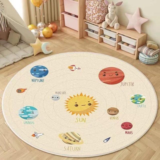 Runder Cartoon Kinderteppich von Lodestar, weiche Bodenteppich aus Polyester für Wohnzimmer und Kinderzimmer, Mehrfarbig, Durchmesser: 40 cm - Bild 1