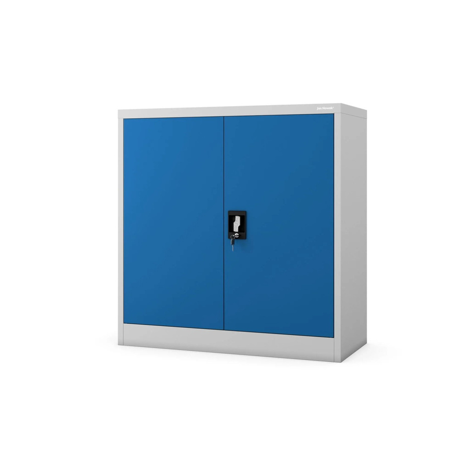 Jan Nowak Metallschrank BEATA mit Scharniertüren in Graublau, H: 93 cm, B: 90 cm, T: 40 cm - Bild 2