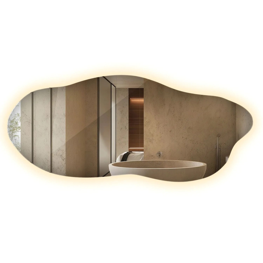 Wallfluent LED Spiegel in organischer Form mit warmweißem Licht 3000K für Badezimmer und Schlafzimmer, B: 45 cm, H: 100 cm - Bild 2