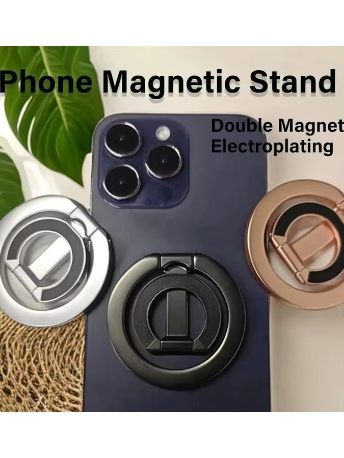 VORTNGLE Magnetischer Handy-Ringhalter für MagSafe iPhone 16, Doppelseitiger faltbarer Handyständer und Handygriff mit Kickstand, Schwarz - Bild 6