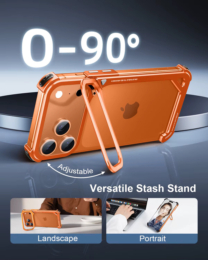 Eary 9 Shape Bumper Case für iPhone 17 Pro Max mit Ständer und MagSafe, schlankes Aluminium-Gehäuse in Schwarz oder Orange - Bild 2