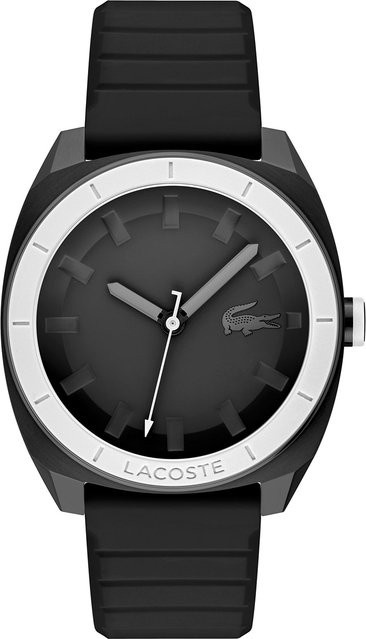 Lacoste Herrenuhr, Quarz, Edelstahl, 43 mm, Silikon, Schwarz, 5 ATM - Bild 1