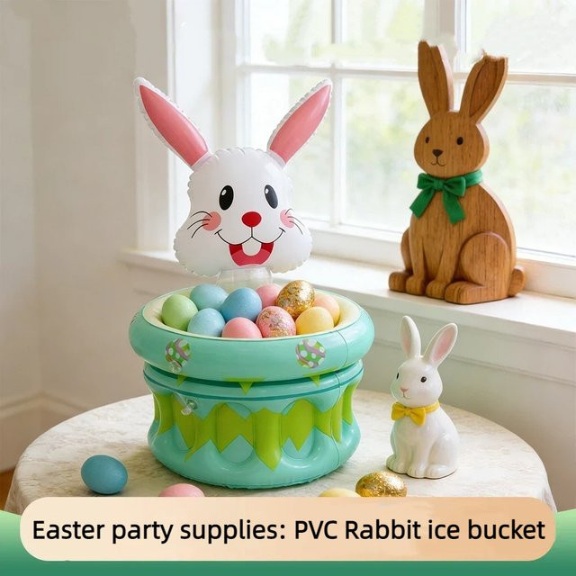 Wonflex Aufblasbarer Osterhase Eiskübel Getränkekühler aus PVC in Grün und Multicolour - Bild 1