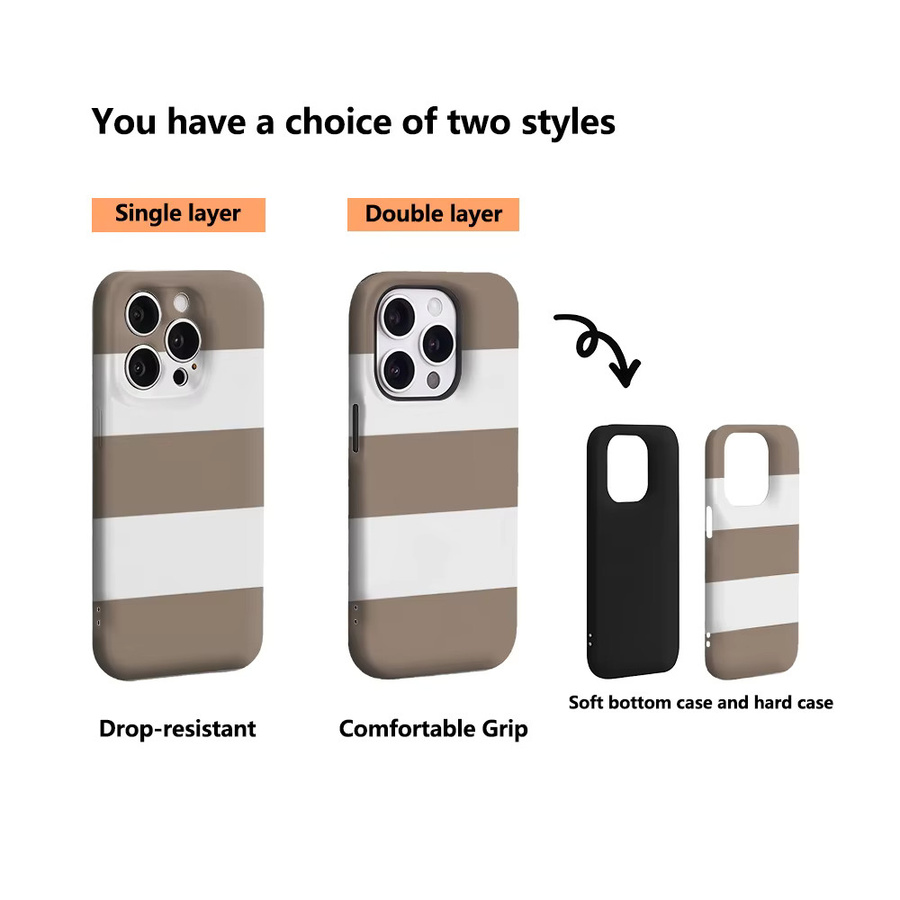 Handyhülle mit braun-weißen Streifen für Apple iPhone 11 bis iPhone 17 Pro Max Plus mit doppelschichtiger Rückseite - Bild 2