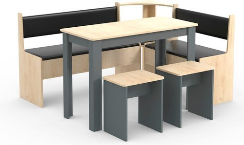 VCM Eckbank ESAL in Anthrazit und Grau mit modernem Design, B/T/H: 153 x 153 x 80 cm - Bild 1