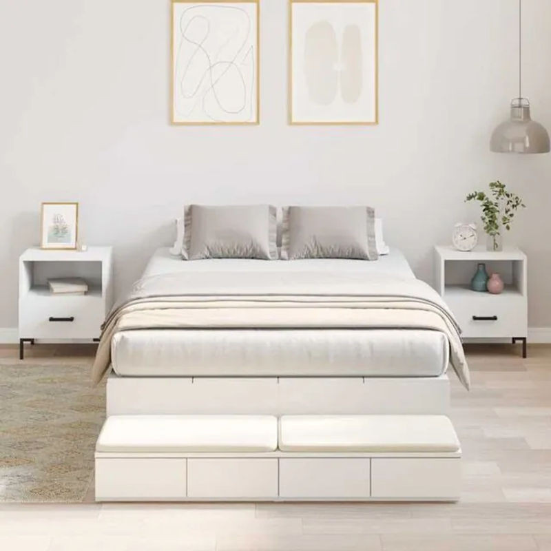 Vidaxl Funktionsbett mit Stauraum in Weiß aus Holzwerkstoff, B/T/H: 226,5 x 120 x 31,5 cm - Bild 1