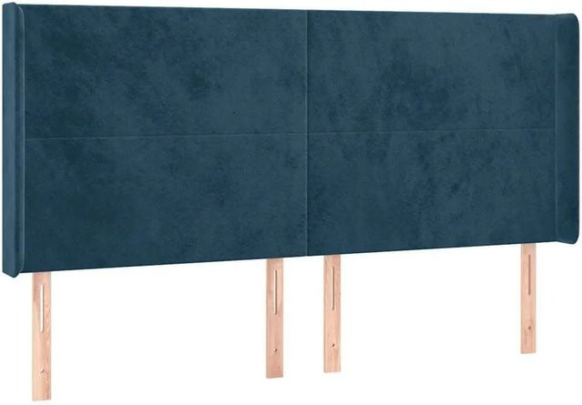 vidaXL Kopfteil mit Ohren in Dunkelblau aus Samt, B/H: 183 x 118 cm - Bild 1