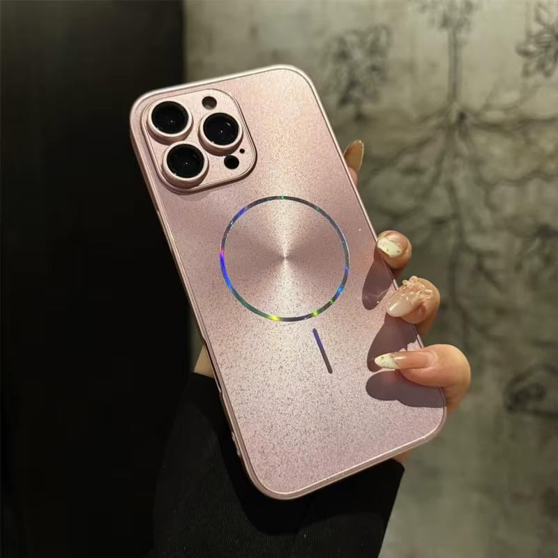 MUQGEW Aurora Laser Magnet Handyhülle mit Glitzer-CD-Textur für iPhone 16, 15, 14, 13, 12, 11 Pro Max stoßfest - Bild 2