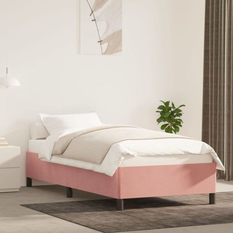 Vidaxl Polsterbett aus Samt und Holzwerkstoff in Rosa, B/T/H: 90 x 190 cm - Bild 1