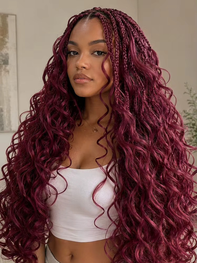 BUDABUDABUDA Body Wave Bundles Häkelhaar, 24 Zoll, Synthetisch, Ombre-Wellen, Damen - Bild 6