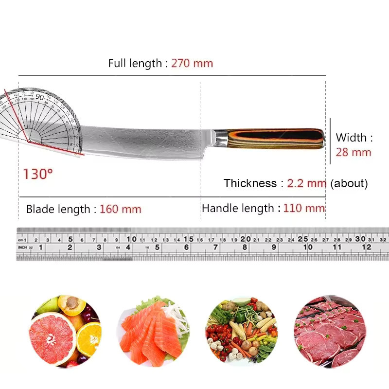 WXCOO Professionelles Japanisches Damaststahlmesser als Ausbeinmesser in Silber mit Holzgriff - Bild 6