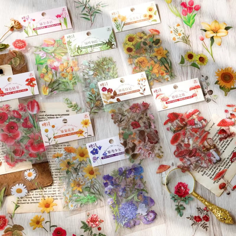 Dekorative PET-Pflanzenaufkleber in Grün für Scrapbooking und Schreibwaren - Bild 1