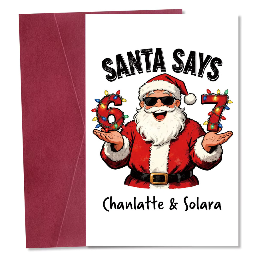 Weihnachtsgrußkarte mit individuellem Namen und lustigem Meme-Design in Mehrfarbig, innen leer für deine persönlichen Notizen - Bild 2