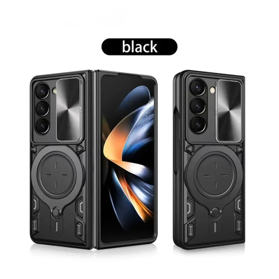 Magnetische 360 Grad rotierende Rüstungshülle für Samsung Galaxy Z Fold 7, 6, 5 5G mit Autohalter-Ring und Kameraschutz in Schwarz oder Lila - Bild 5