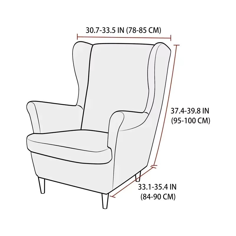 WANERQU Samt Sesselbezug für Ohrensessel mit Sitzkissenbezug, elastischer Stretch-Sofabezug in einfarbigem Design - Bild 1